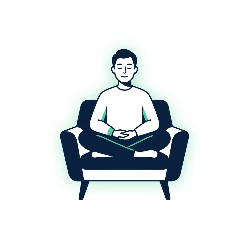 Ilustração de sessão de TCC: psicólogo e paciente em ambiente acolhedor